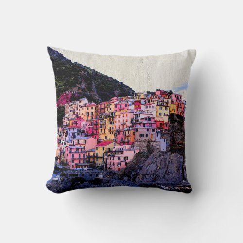 Cinque Terre Liguria Italy Artsy Europe Travel Throw Pillow