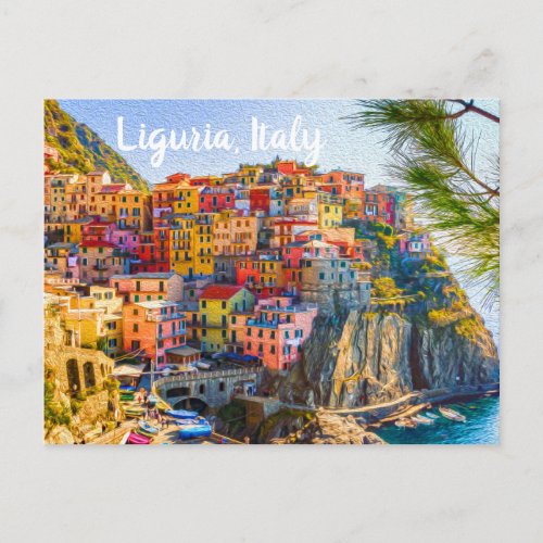 Cinque Terre Liguria Italy Colorful Seaside Houses Postcard
