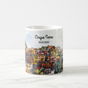 Cinque Terre Liguria Italy scene summer watercolor Coffee Mug