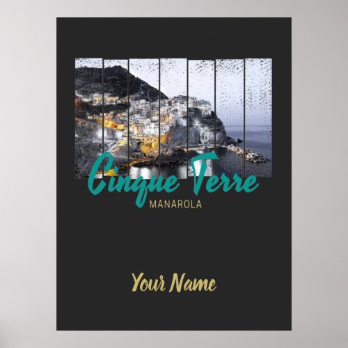 Cinque Terre Manarola Riomaggiore Italian vintage  Poster