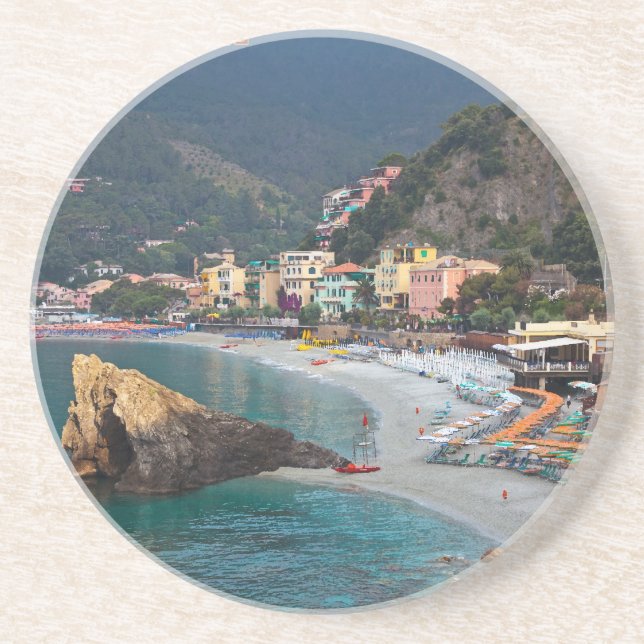 Cinque Terre - Morning Monterosso Beach Sandstone Coaster (Front)