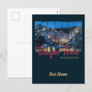 Cinque Terre Riomaggiore Italian Vintage Souvenir Holiday Postcard