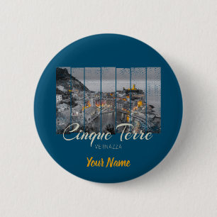 Cinque Terre Vernazza Italy vintage Souvenir Button