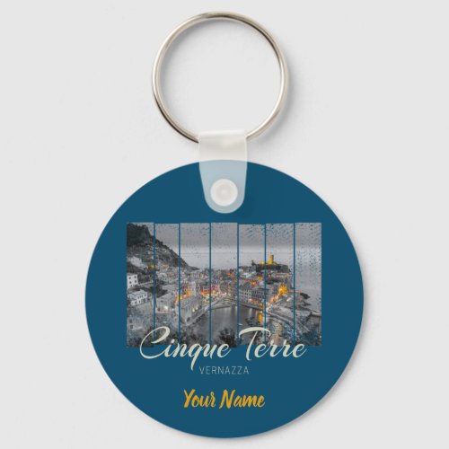 Cinque Terre Vernazza Italy vintage Souvenir Keychain