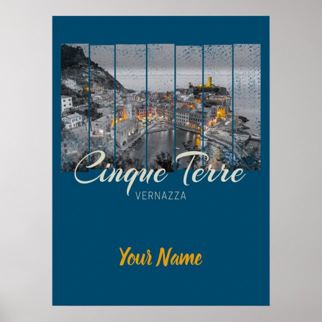 Cinque Terre Vernazza Italy vintage Souvenir Poster (Front)