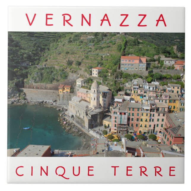 Cinque Terre Vernazza view ceramic tile (Front)