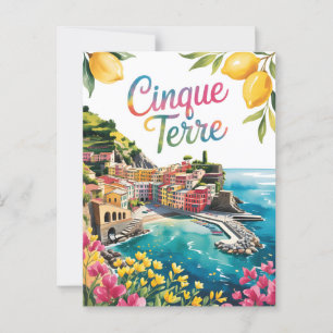 Cinque Terre watercolor Postcard