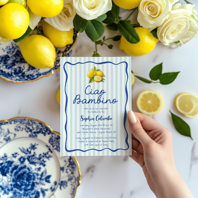 Cio Bambino Whimsical Italian Lemons Baby Shower  Invitation (Cio Bambino Whimsical Lemon Baby Shower Invitation )