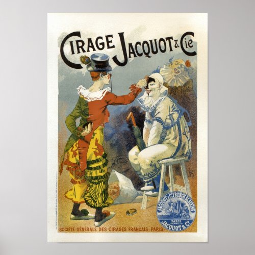 Cirage Jacquot French Clowns Vintage Advertising Poster