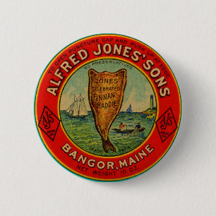 circa 1900 Alfred Jones Sons Finnan Haddie label Button