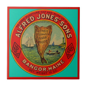 circa 1900 Alfred Jones Sons Finnan Haddie label Ceramic Tile