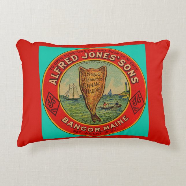 circa 1900 Alfred Jones Sons Finnan Haddie label Decorative Pillow (Front)