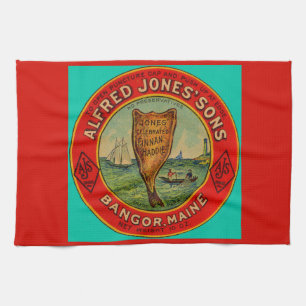circa 1900 Alfred Jones Sons Finnan Haddie label Kitchen Towel