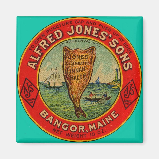 circa 1900 Alfred Jones Sons Finnan Haddie label Magnet (Front)