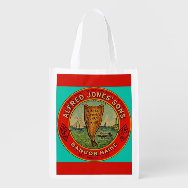 circa 1900 Alfred Jones Sons Finnan Haddie label Reusable Grocery Bag (Front)