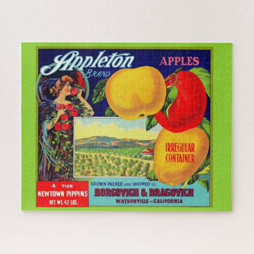 circa 1900 Appleton Apples crate label Jigsaw Puzzle