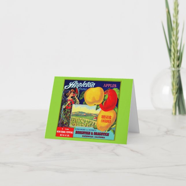 circa 1900 Appleton Apples crate label Note Card (Front)