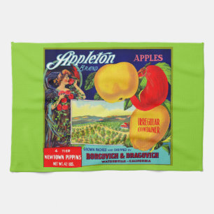circa 1900 Appleton Apples crate label print Kitchen Towel
