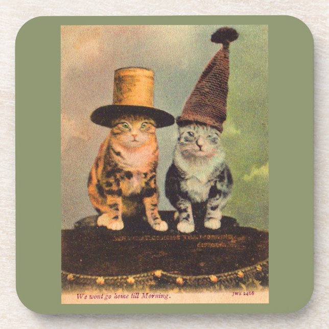 circa 1900 cats in hats RPPC Coaster (Front)