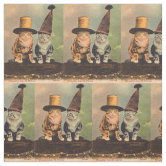 circa 1900 cats in hats RPPC Fabric