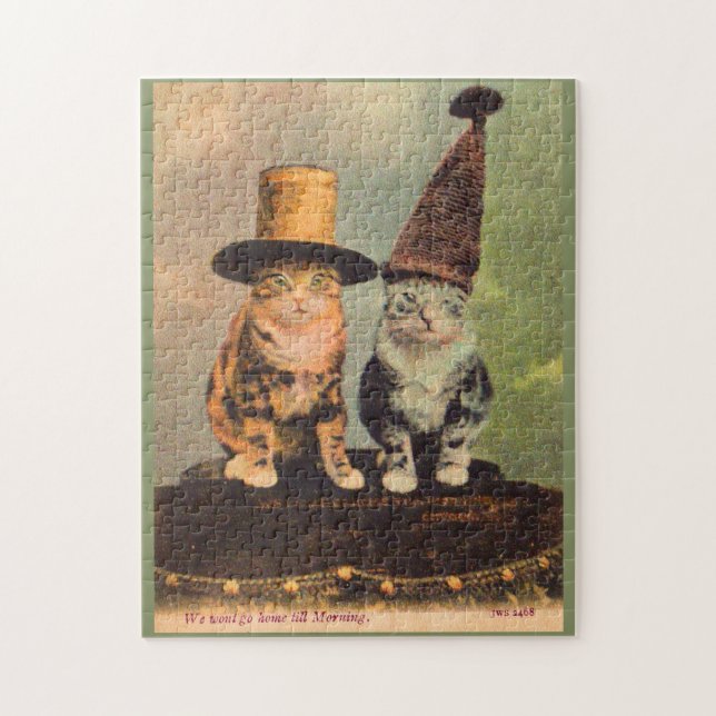 circa 1900 cats in hats RPPC Jigsaw Puzzle (Vertical)