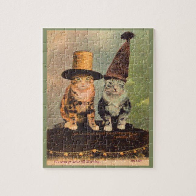 circa 1900 cats in hats RPPC Jigsaw Puzzle (Vertical)