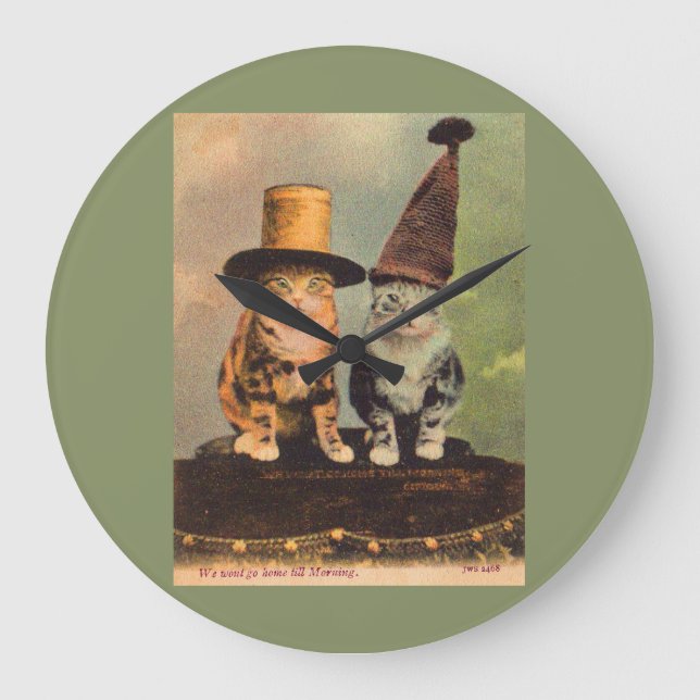 circa 1900 cats in hats RPPC Large Clock (Front)