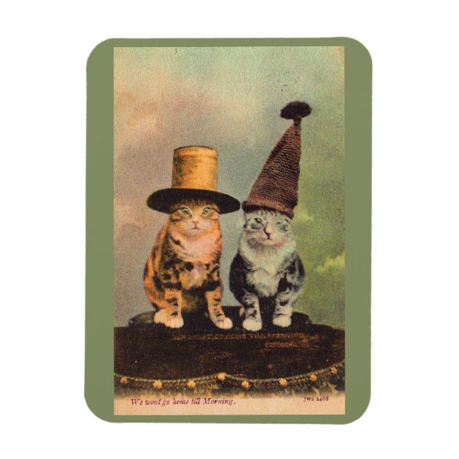 circa 1900 cats in hats RPPC Magnet (Vertical)