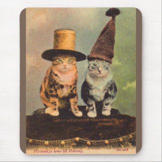 circa 1900 cats in hats RPPC Mouse Pad