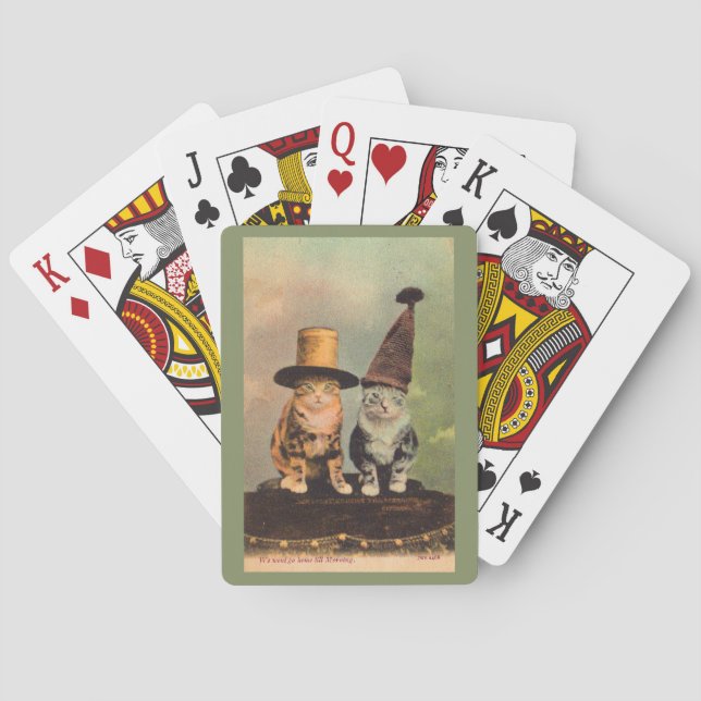 circa 1900 cats in hats RPPC Poker Cards (Back)
