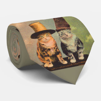 circa 1900 cats in hats RPPC print Neck Tie