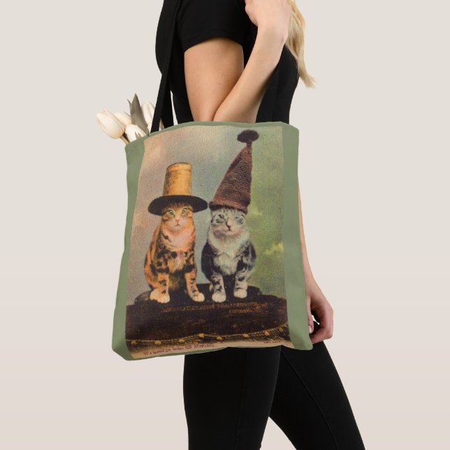 circa 1900 cats in hats RPPC Tote Bag (Close Up)