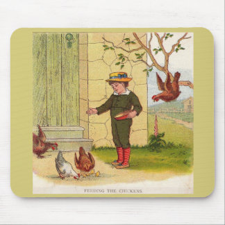 circa 1900 Feeding the Chickens Mouse Pad