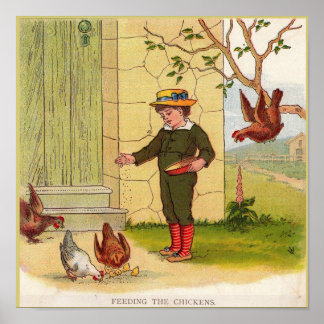 circa 1900 Feeding the Chickens print