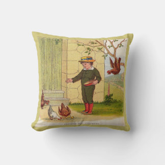 circa 1900 Feeding the Chickens print Throw Pillow
