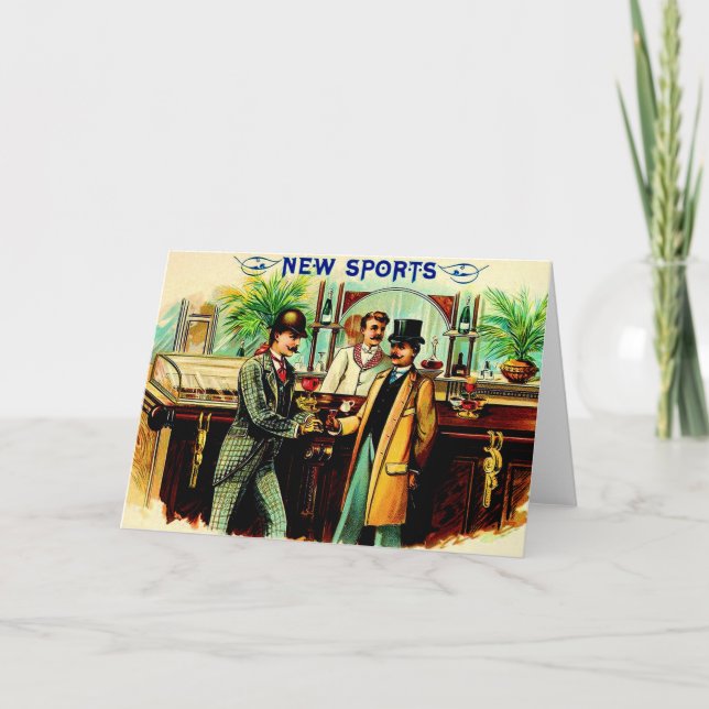 circa 1900 New Sports cigar box label Card (Front)
