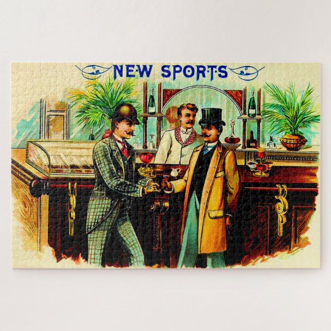 circa 1900 New Sports cigar box label Jigsaw Puzzle (Horizontal)