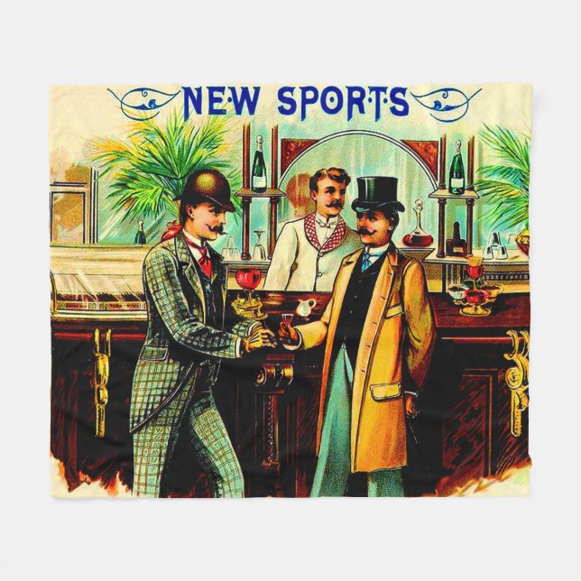 circa 1900 New Sports cigar box label print Fleece Blanket (Front (Horizontal))