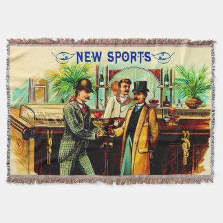 circa 1900 New Sports cigar box label print Throw Blanket