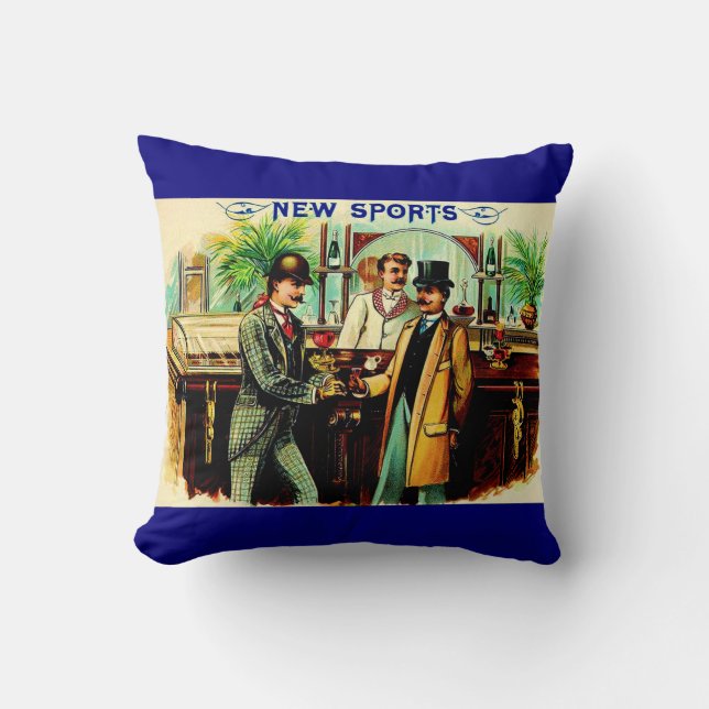 circa 1900 New Sports cigar box label print Throw Pillow (Front)