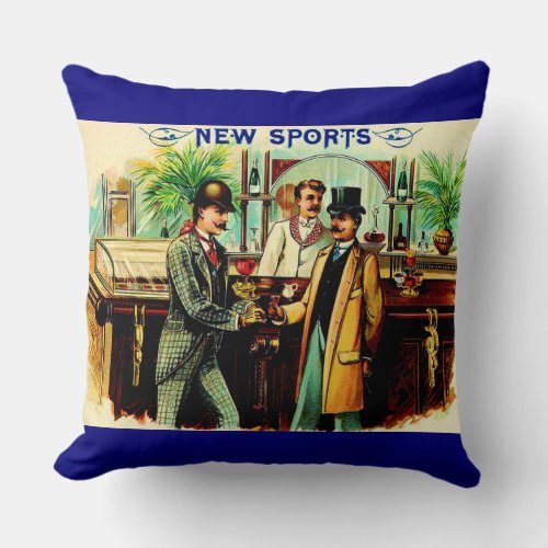 circa 1900 New Sports cigar box label print Throw Pillow