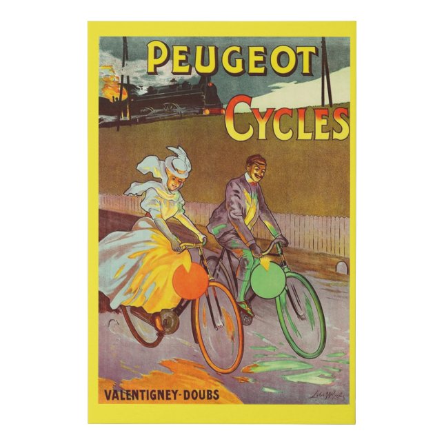 circa 1900 Peugeot bicycles ad Faux Canvas Print (Front)