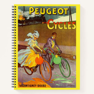 circa 1900 Peugeot bicycles ad Notebook