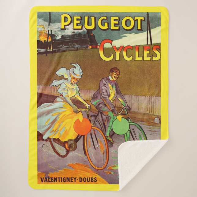 circa 1900 Peugeot bicycles ad Sherpa Blanket (Front)