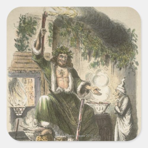 Circa 1900 The Ghost of Christmas Present Square Sticker