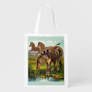 circa 1900 zebras print grocery bag