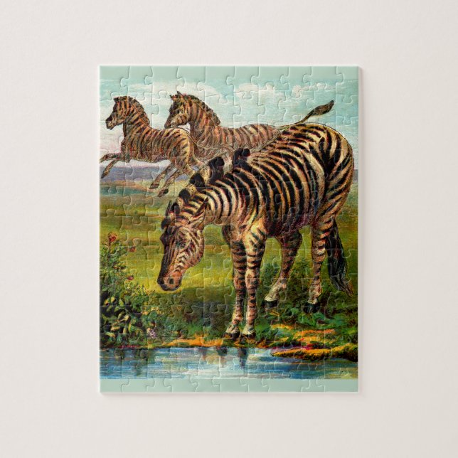 circa 1900 zebras print jigsaw puzzle (Vertical)
