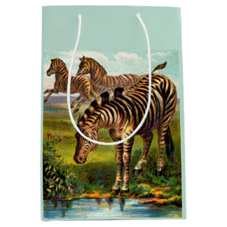 circa 1900 zebras print medium gift bag