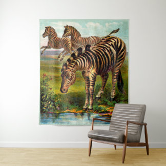 circa 1900 zebras print tapestry