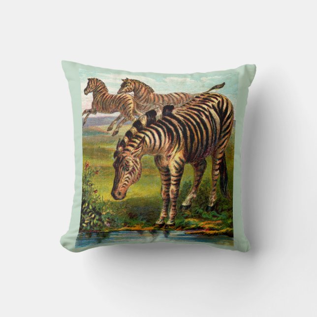 circa 1900 zebras print throw pillow (Front)